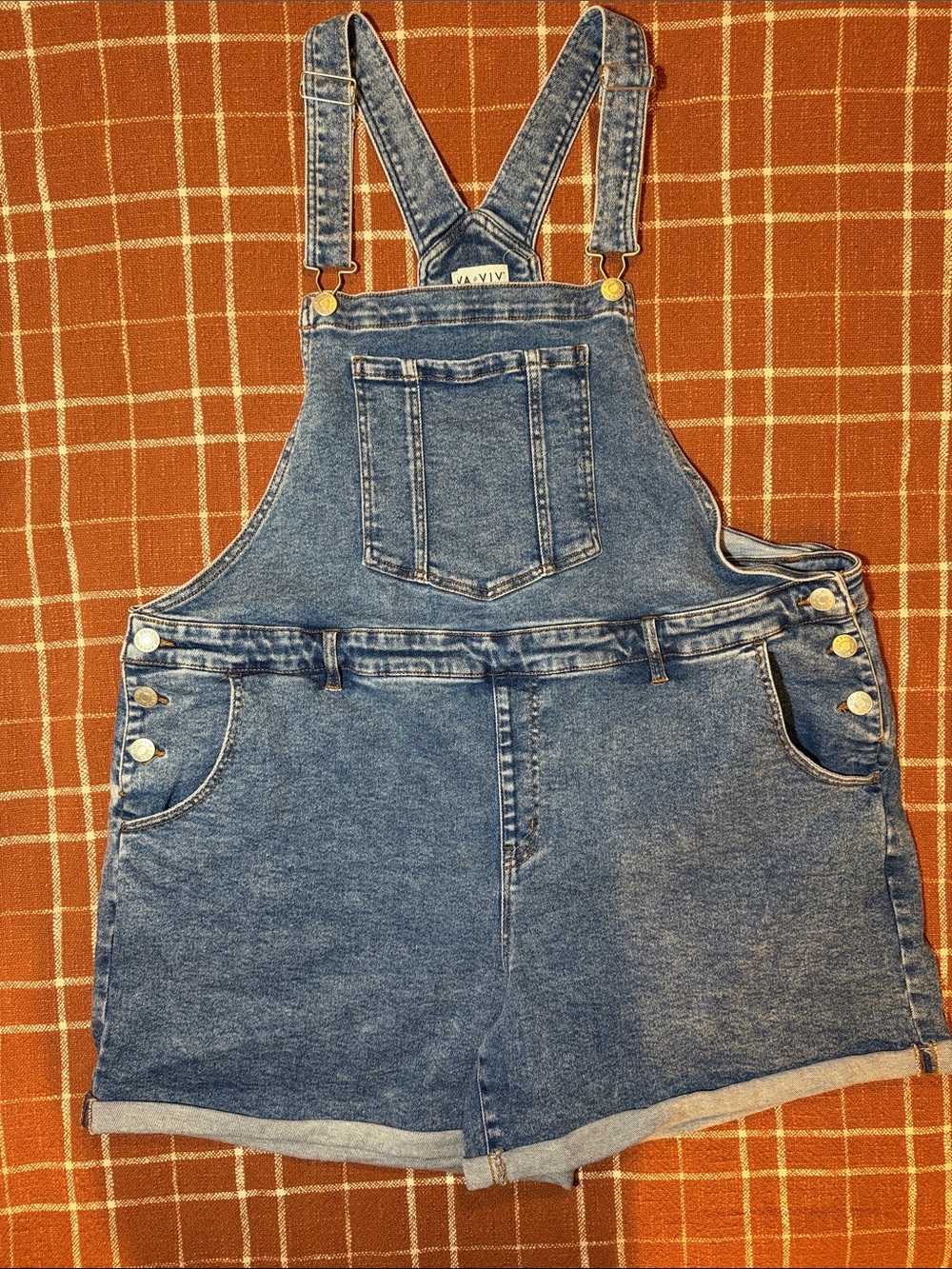 Ava & Viv Blue Denim Short Overalls - Size 20